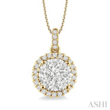 1 Ctw Lovebright Round Cut Diamond Pendant in 14K Yellow and White Gold with Chain