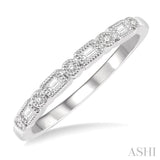 1/10 Ctw Lattice Baguette and Round Cut Diamond Stackable Band in 14K White Gold