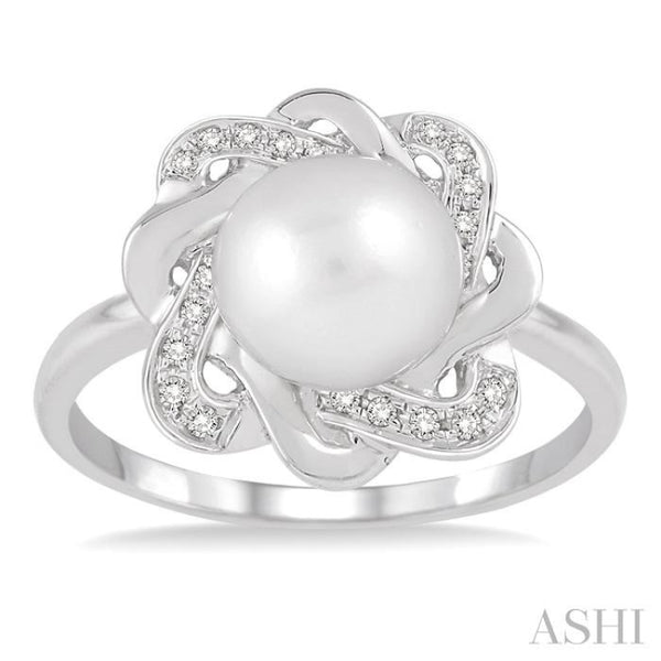 Silver Pearl & Diamond Ring - 88699FEADSSWPSLRG – Feldsteins