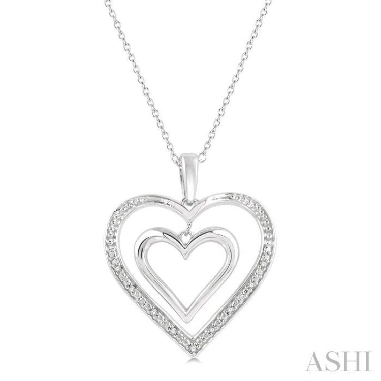 Silver Diamond Twin Heart Pendant