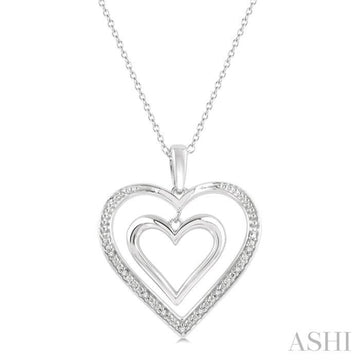 Silver Diamond Twin Heart Pendant