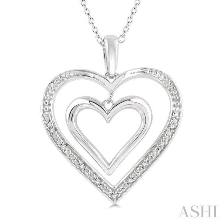Silver Diamond Twin Heart Pendant