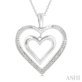 Silver Diamond Twin Heart Pendant