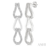 1/10 Ctw Round Cut Diamond Bold Knot Link Fashion Earrings in Sterling Silver