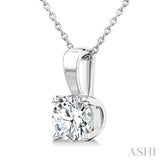 1 Ctw Prong Set Round Cut Diamond Solitaire Pendant With Chain in 14K White Gold