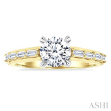 1/4 Ctw Baguette and Round Cut Diamond Semi-Mount Engagement Ring in 14K Yellow and White Gold