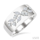 1/2 Ctw Marquise and Round Cut Diamond Fashion Wide Band in 14K White Gold