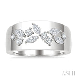 1/2 Ctw Marquise and Round Cut Diamond Fashion Wide Band in 14K White Gold