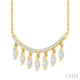 1/2 Ctw Marquise and Round Cut Diamond Chandelier Necklace in 14K Yellow Gold