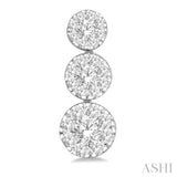 3/4 Ctw Hanging Triple Mount Lovebright Round Cut Diamond Earrings in 14K White Gold