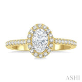 3/8 Ctw Diamond Ladies Engagement Ring with 1/4 Ct Oval Cut Center Stone in 14K Yellow and White Gold