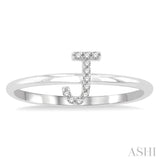 1/20 Ctw Initial 'J' Round Cut Diamond Fashion Ring in 10K White Gold