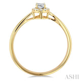 5x3 MM Oval Shape White Topaz and 1/20 Ctw Single Cut Diamond Halo Semi-Precious Ring in 14K Yellow Gold
