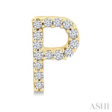 1/10 Ctw Initial 'P' Single Cut Diamond Earrings in 10K Yellow Gold