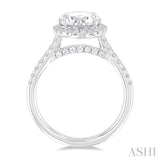 1/2 Ctw Circular Shape Round Cut Diamond Halo Semi-Mount Engagement Ring in 14K White Gold
