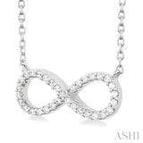 1/10 Ctw Round Cut Diamond Infinity Petite Pendant With Chain in 14K White Gold