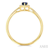 5x3 MM Pear Shape Sapphire and 1/20 Ctw Single Cut Diamond Halo Precious Ring in 10K Yellow Gold