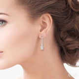 5/8 Ctw Long Baguette & Round Cut Diamond Earrings in 14K White Gold