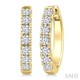2 Ctw Round Cut Diamond Fashion Hoop Earrings in 14K Yellow Gold