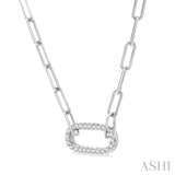 1/4 Ctw Paperclip Round Cut Diamond Pendant With Chain in 14K White Gold