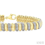 1/6 Ctw Bold Ribbed Swirl Round Cut Diamond Pirouette Fashion Bracelet in Yellow Gold Vermeil