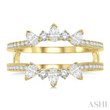 3/4 Ctw Pear and Round Cut Diamond Insert Ring in 14K Yellow Gold