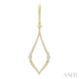 1 3/8 Ctw Elongated Open Window Marquise Shape Dangler Round Cut Diamond Fashion Earring in 14K Yellow Gold