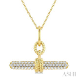 1/3 Ctw Round Cut Diamond T-Bar Fashion Necklace in 14K Yellow Gold