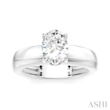 1/20 Ctw Oval Shape Round Cut Diamond Semi-Mount Engagement Ring in 14K White Gold