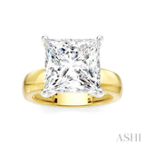 1/6 Ctw Princess Shape Round Cut Diamond Semi-Mount Engagement Ring in 14K Yellow and White Gold