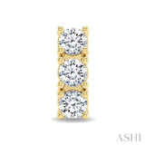 1/2 Ctw 3-Stone Round Cut Diamond Fashion Earrings in 14K Yellow Gold