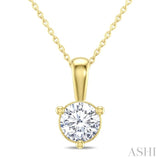 1/2 Ctw Round Cut Diamond Martini Solitaire Pendant With Chain in 14K Yellow Gold