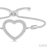 SILVER HEART SHAPE LARIAT DIAMOND BRACELET