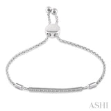 SILVER BAR LARIAT DIAMOND BRACELET