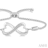 SILVER HEART SHAPE INFINITY LARIAT DIAMOND BRACELET