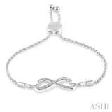 SILVER HEART SHAPE INFINITY LARIAT DIAMOND BRACELET
