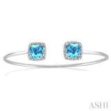 SILVER GEMSTONE & DIAMOND BANGLE