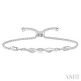SILVER INFINITY SWIRL LARIAT DIAMOND BRACELET