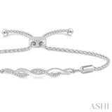 SILVER INFINITY SWIRL LARIAT DIAMOND BRACELET
