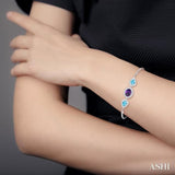OVAL & PEAR SHAPE SILVER DIAMOND & GEMSTONE LARIAT BRACELET