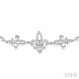 SILVER FLEUR DE LIS LARIAT DIAMOND BRACELET