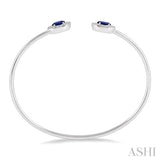 Stackable Oval Shape Gemstone & Halo Diamond Flexi Open Cuff Bangle