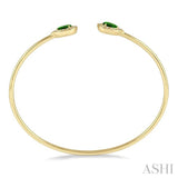 Stackable Pear Shape Gemstone & Halo Diamond Flexi Open Cuff Bangle