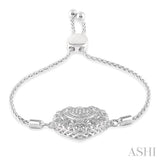 SILVER PUFF HEART SHAPE LARIAT DIAMOND BRACELET