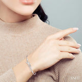 SILVER MOM LARIAT DIAMOND BRACELET