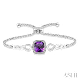 SILVER DIAMOND & GEMSTONE LARIAT BRACELET