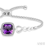 SILVER DIAMOND & GEMSTONE LARIAT BRACELET