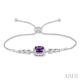 SILVER DIAMOND & GEMSTONE LARIAT BRACELET