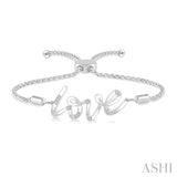 SILVER DIAMOND LOVE LARIAT BRACELET