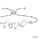 SILVER DIAMOND LOVE LARIAT BRACELET